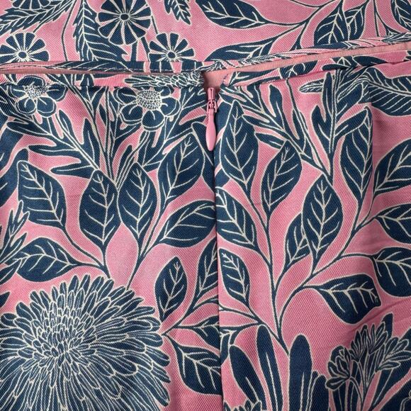 J. Crew x Abigail Borg Pink & Blue Floral 100% Silk Lined Skirt 34 x 25 Size 12 - Picture 6 of 8